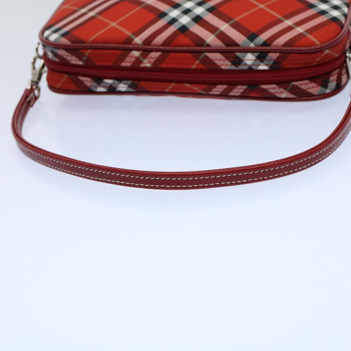 BURBERRY Nova Check Blue Label Accessory Pouch Nylon Red Auth 55756