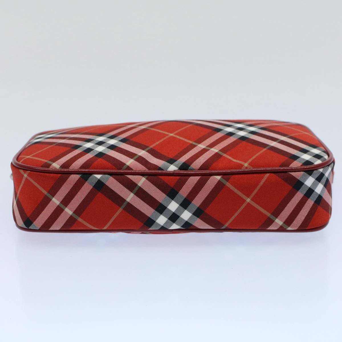 BURBERRY Nova Check Blue Label Accessory Pouch Nylon Red Auth 55756