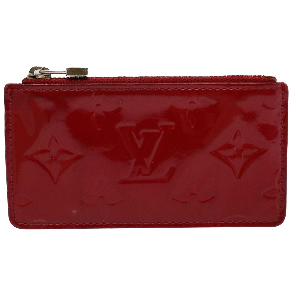 LOUIS VUITTON Monogram Vernis Pochette Cles Coin Purse Red M9144F LV Auth 55771