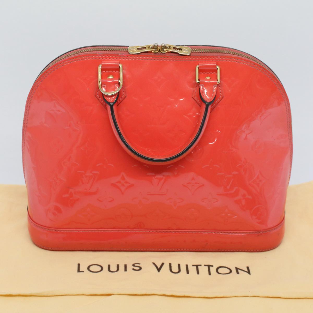 LOUIS VUITTON Monogram Vernis Alma PM Hand Bag Rose Rich M90256 LV Auth 55823