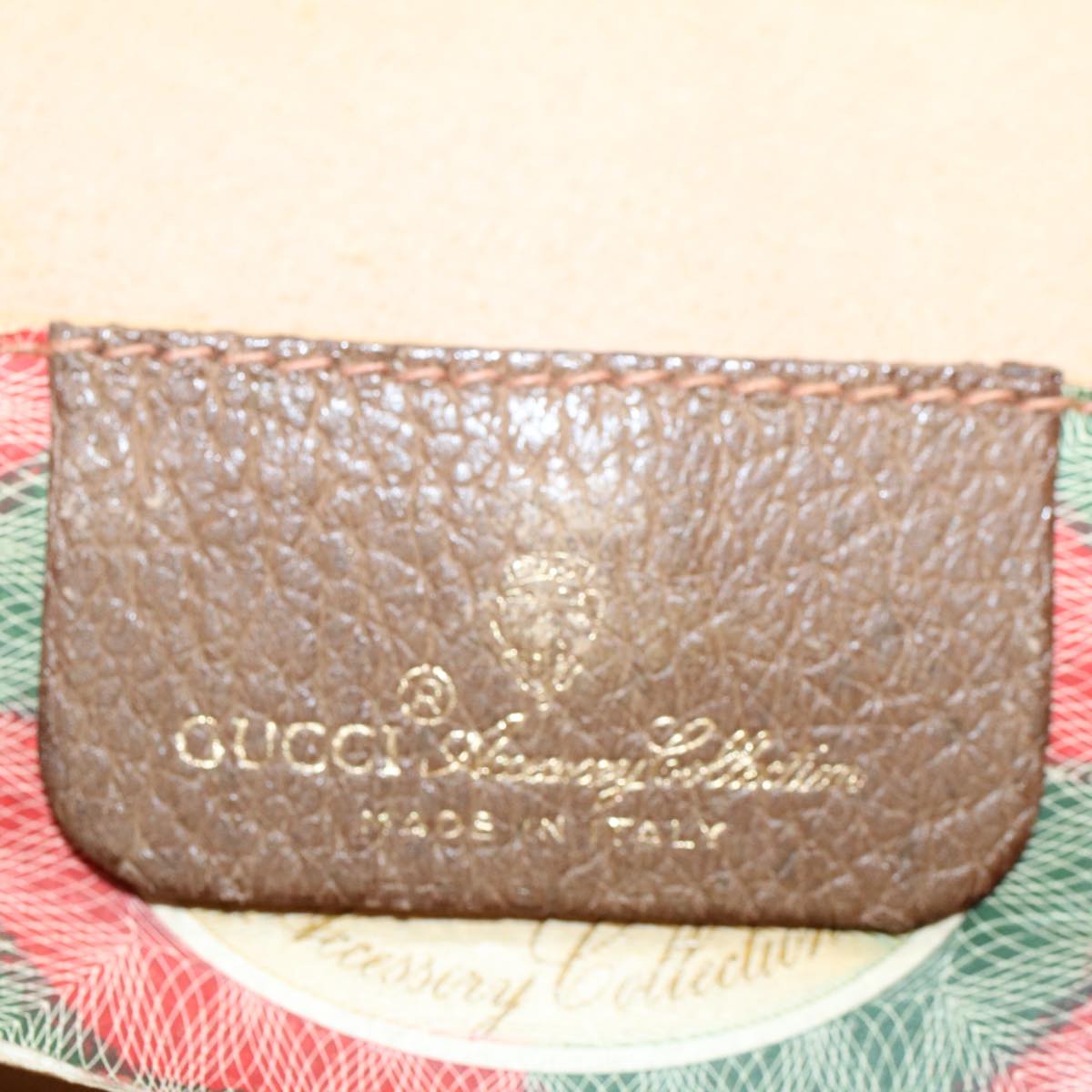 GUCCI GG Canvas Web Sherry Line Clutch Bag PVC Leather Beige Green Auth 55840