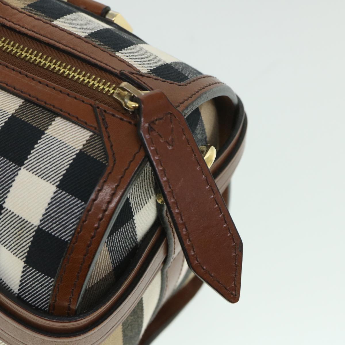 BURBERRY Nova Check Hand Bag Canvas Leather 2way Brown Auth 55845