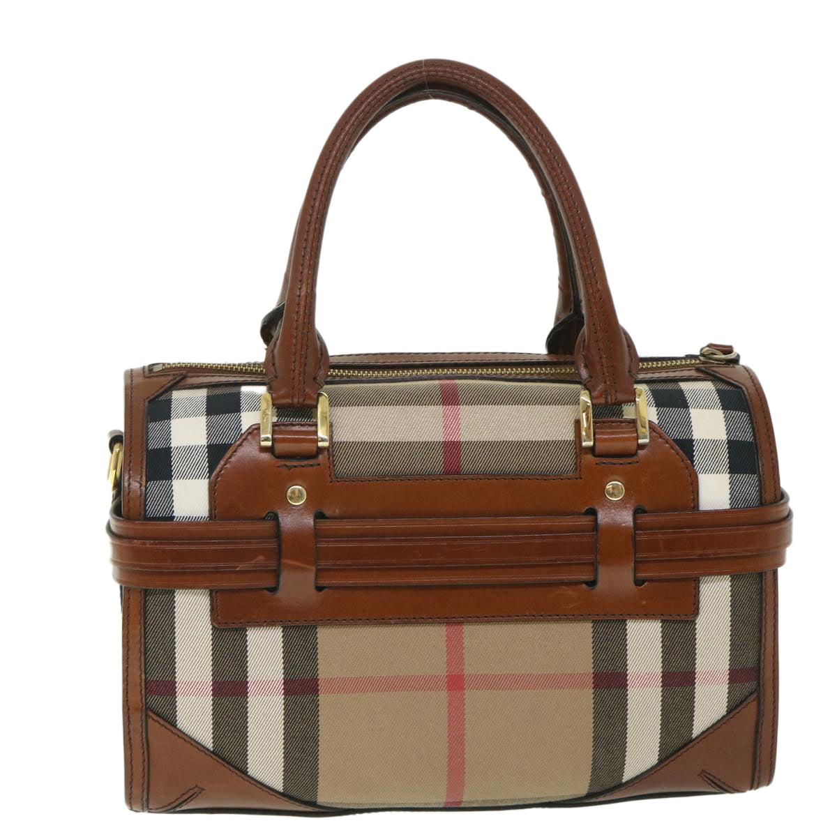 BURBERRY Nova Check Hand Bag Canvas Leather 2way Brown Auth 55845