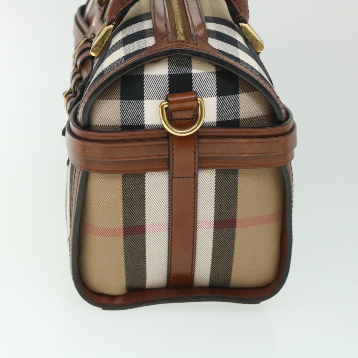 BURBERRY Nova Check Hand Bag Canvas Leather 2way Brown Auth 55845