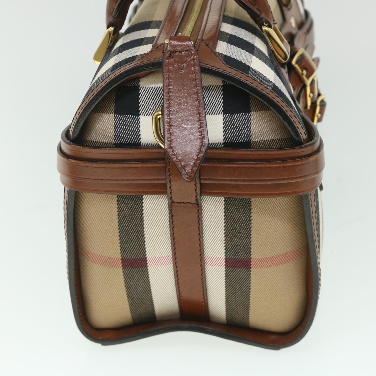 BURBERRY Nova Check Hand Bag Canvas Leather 2way Brown Auth 55845