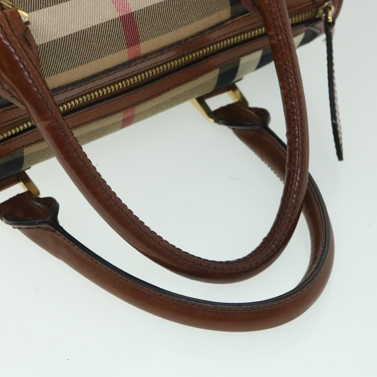 BURBERRY Nova Check Hand Bag Canvas Leather 2way Brown Auth 55845