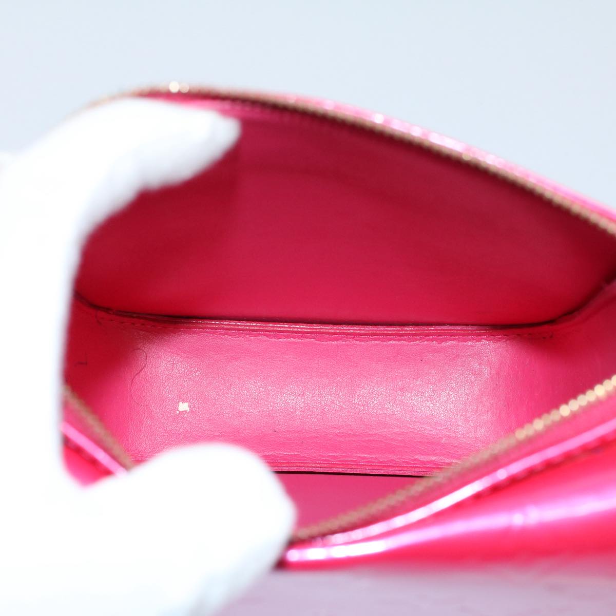 LOUIS VUITTON Monogram Vernis Motto Accessory Pouch Fusha Pink M91225 Auth 55889