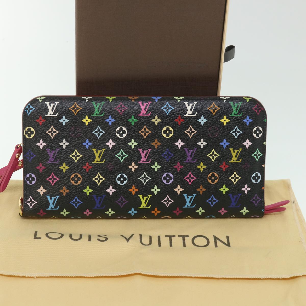 LOUIS VUITTON Multicolor Portefeuille Insolite Wallet Black M93755 Auth 55918A
