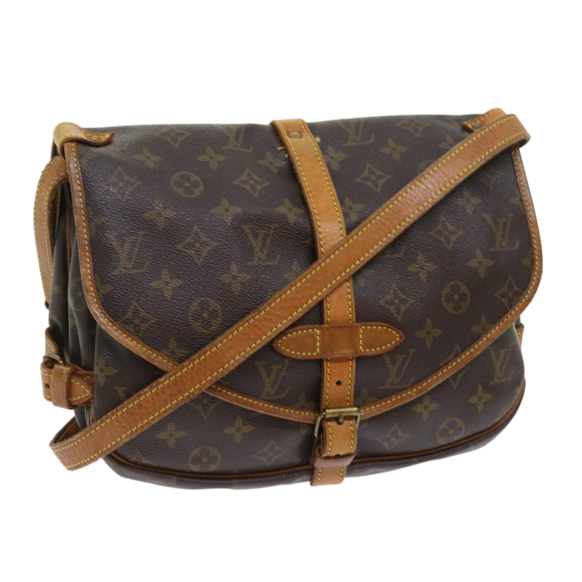 LOUIS VUITTON Monogram Saumur 30 Shoulder Bag M42256 LV Auth 55952