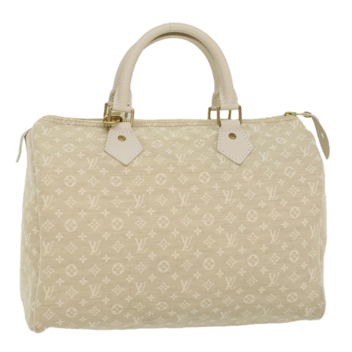 LOUIS VUITTON Monogram Mini Lin Speedy 30 Hand Bag White Dunne M95319 Auth 55955