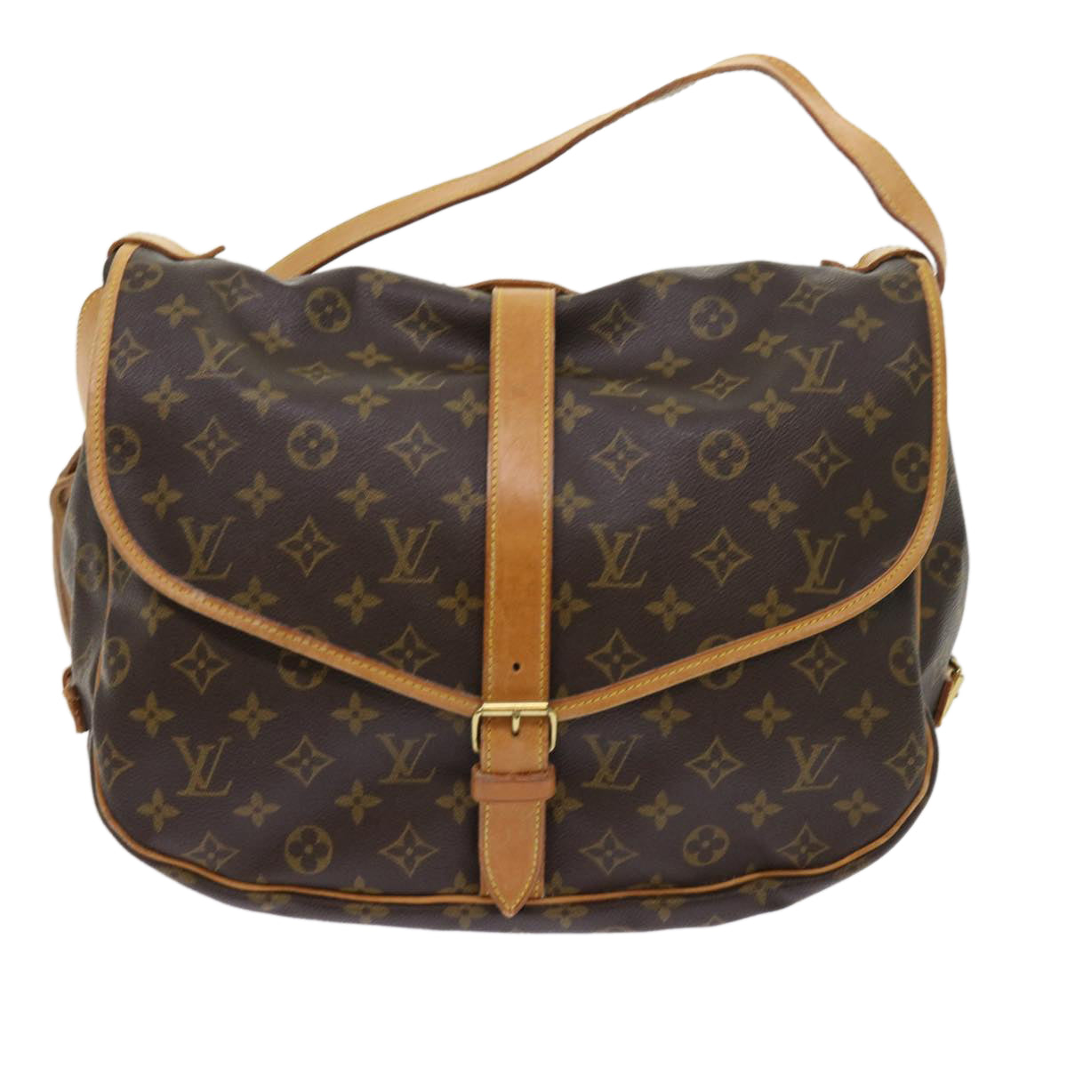 LOUIS VUITTON Monogram Saumur 35 Shoulder Bag M42254 LV Auth 55990