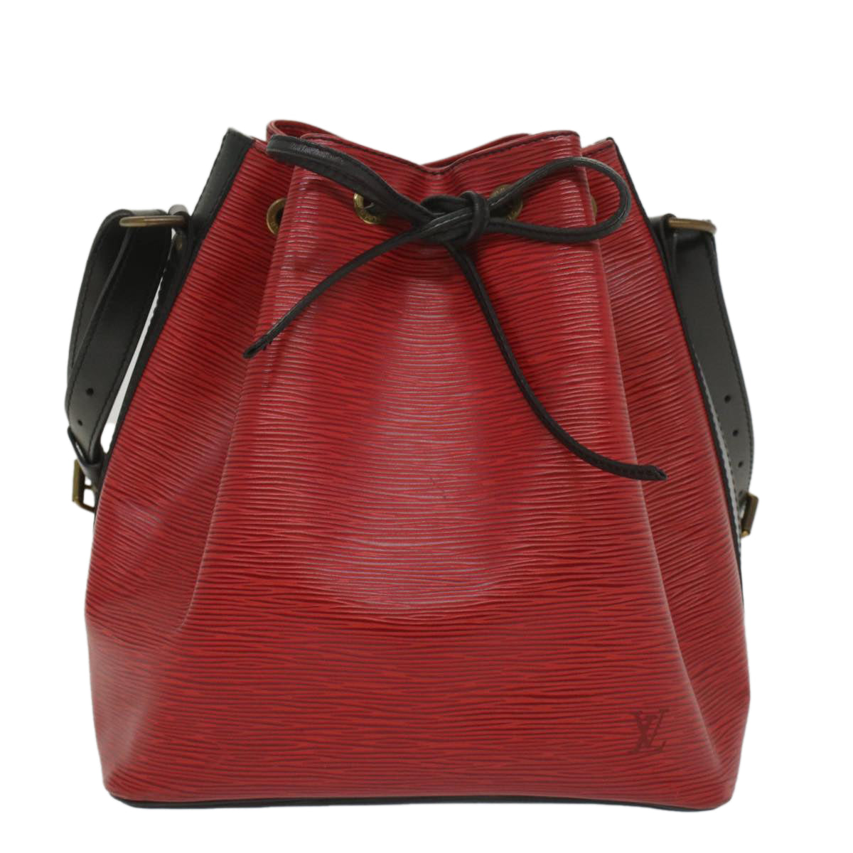 LOUIS VUITTON Epi Petit Noe Shoulder Bag Bicolor Black Red M44172 LV Auth 56011