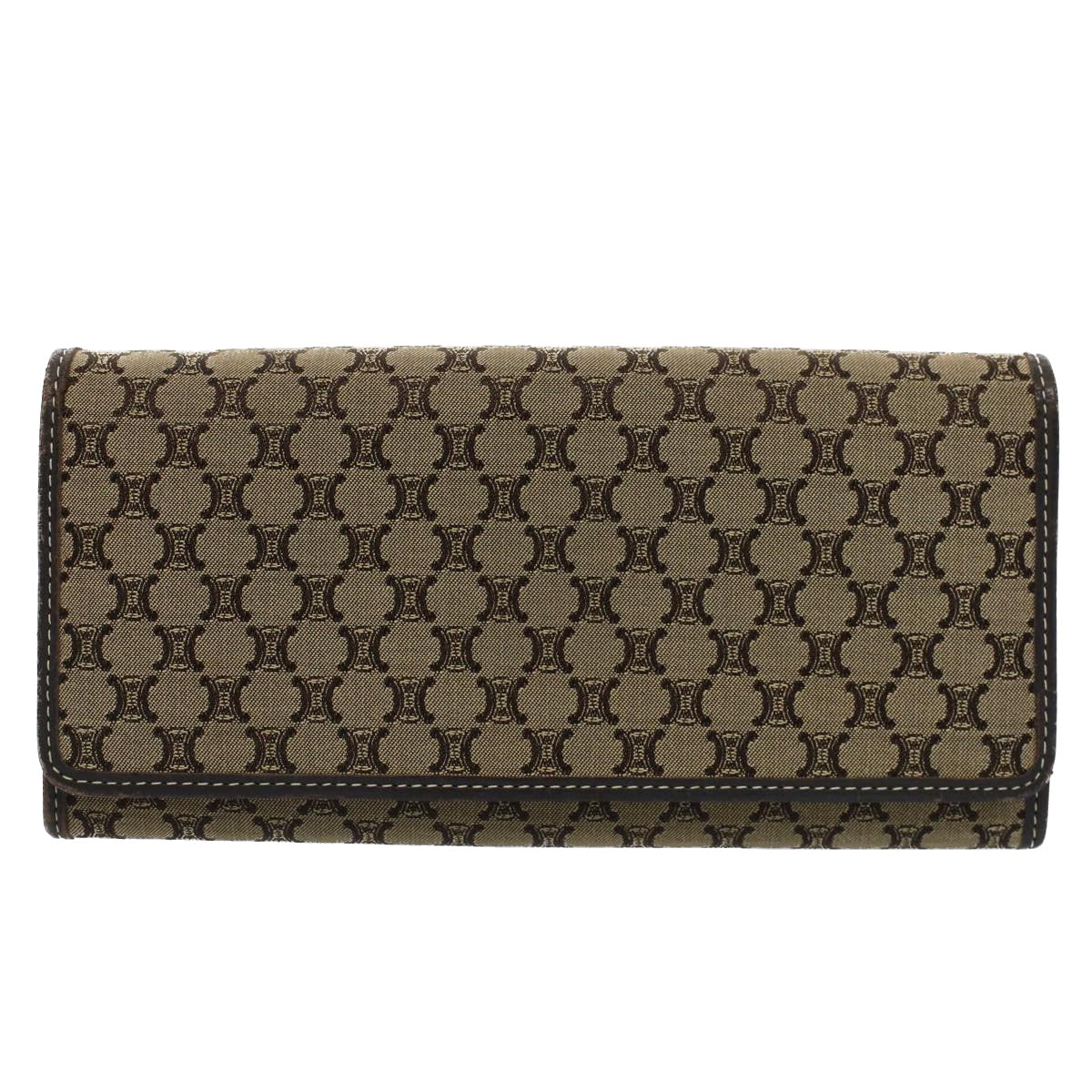 CELINE Macadam Canvas Long Wallet Beige Auth 56017