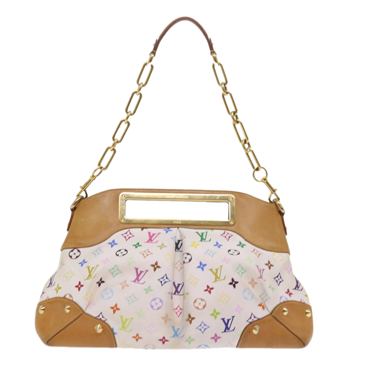 LOUIS VUITTON Monogram Multicolor Judy MM Hand Bag 2Way White M40255 Auth 56048 - 0