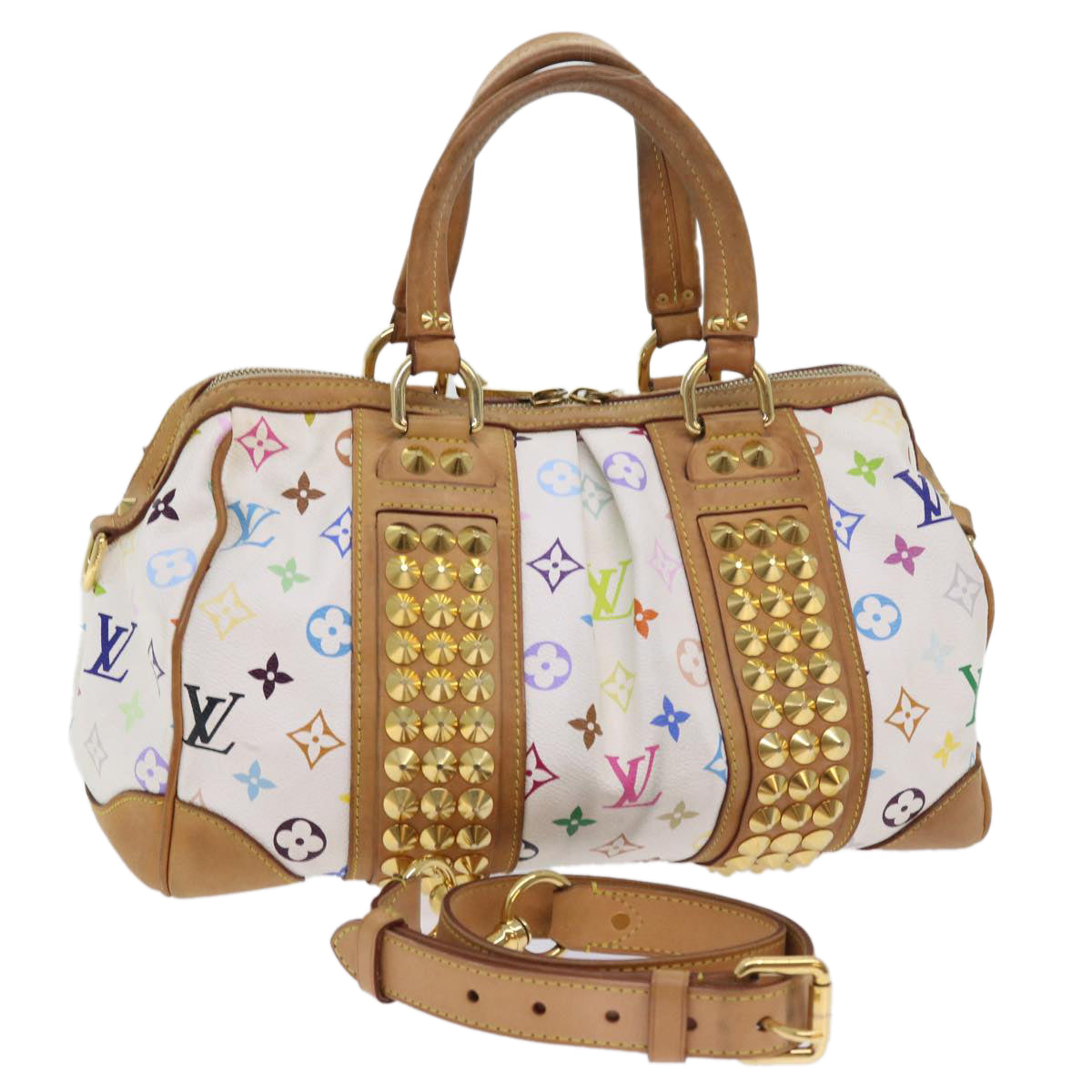 LOUIS VUITTON Monogram Multicolor Courtney MM Bag 2way White M45641 Auth 56049A