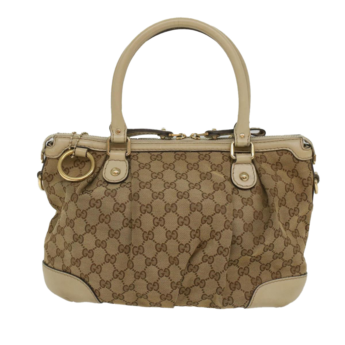 GUCCI GG Canvas Sukey Shoulder Bag Beige 247902 Auth 56055