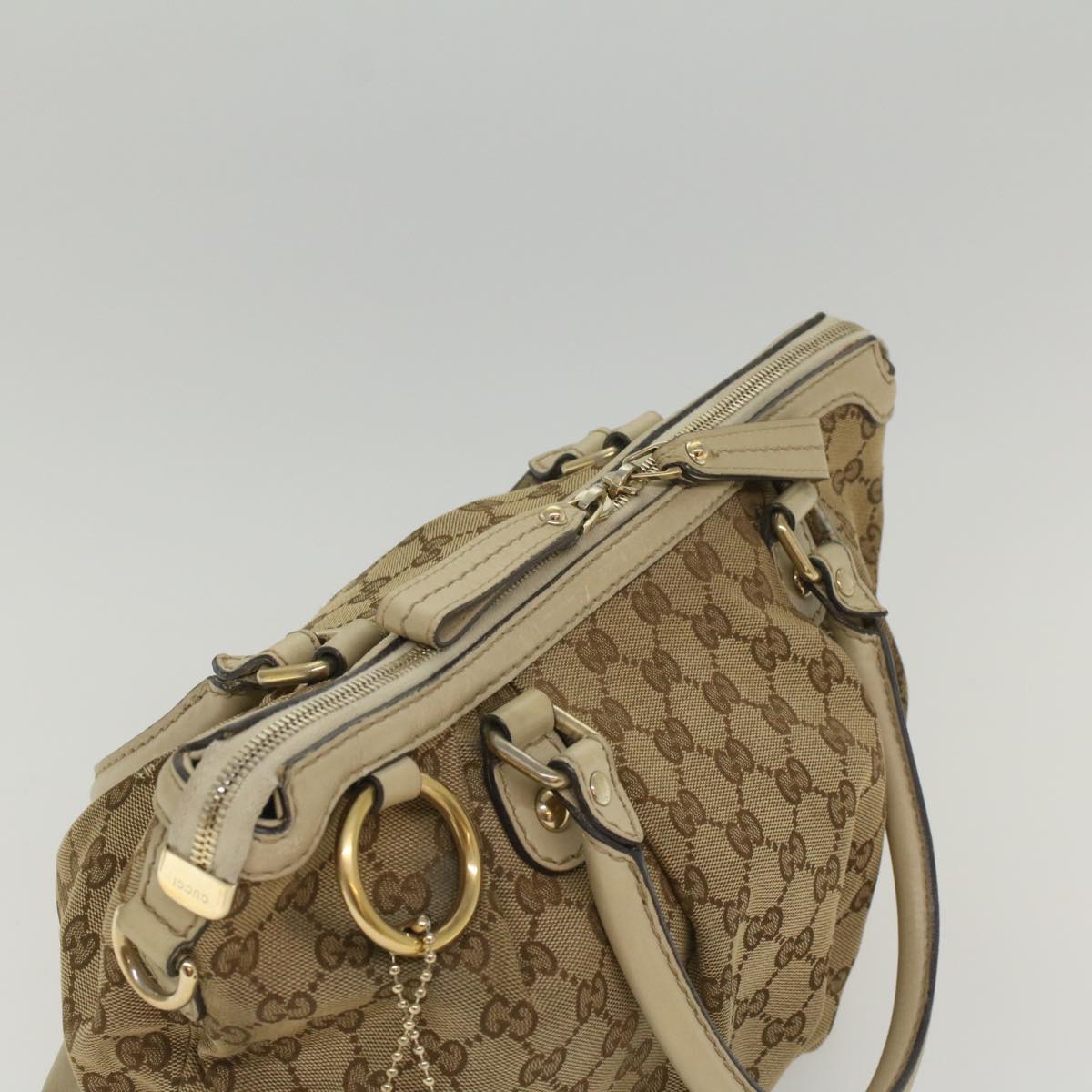 GUCCI GG Canvas Sukey Shoulder Bag Beige 247902 Auth 56055