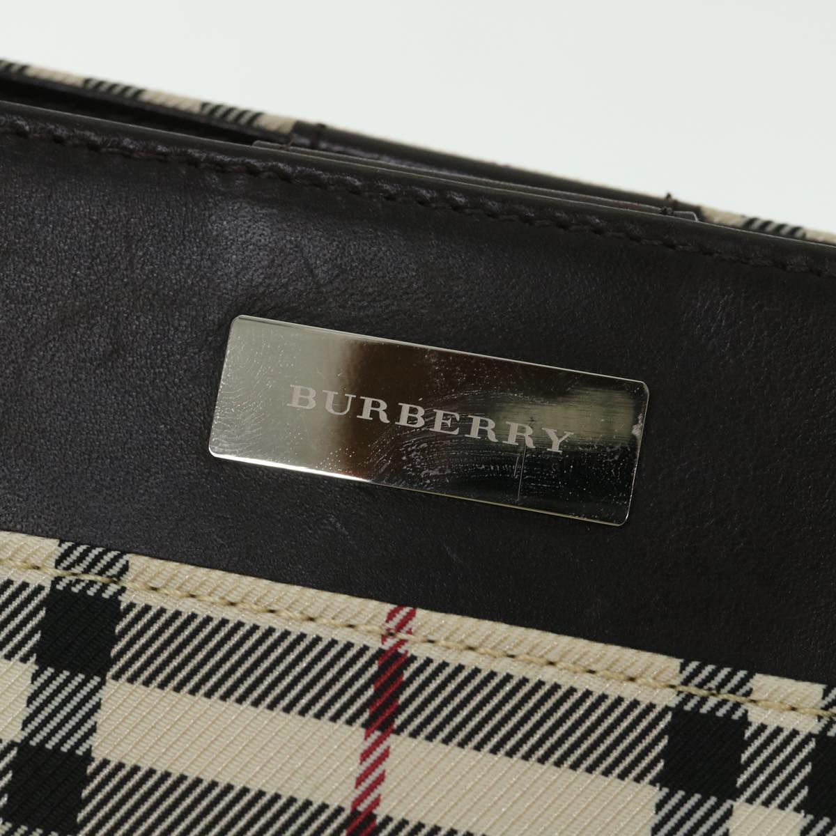 BURBERRY Nova Check Hand Bag Nylon Leather Beige Brown Auth 56074