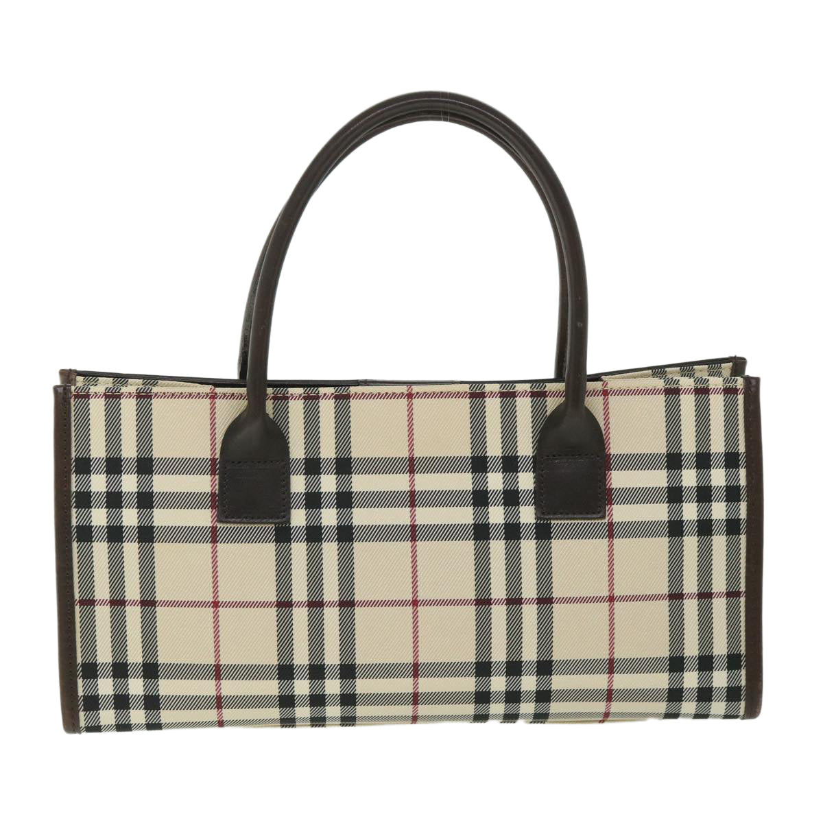 BURBERRY Nova Check Hand Bag Nylon Leather Beige Brown Auth 56074 - 0