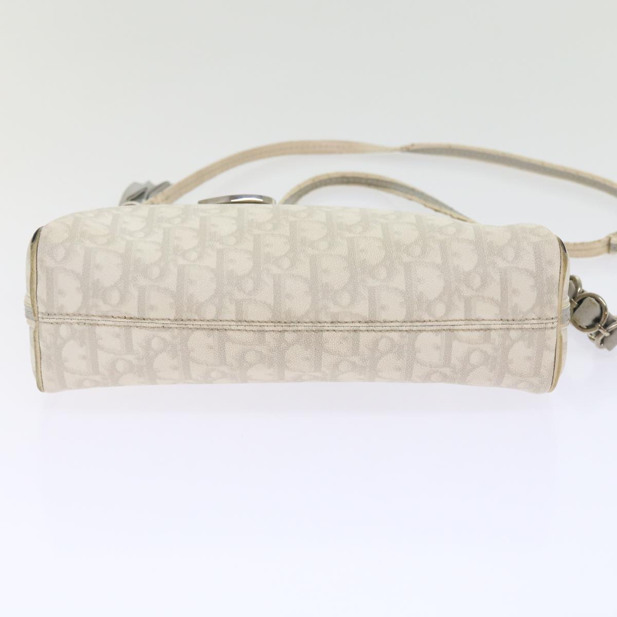 Christian Dior Trotter Romantic Shoulder Bag PVC Leather Beige Auth 56076