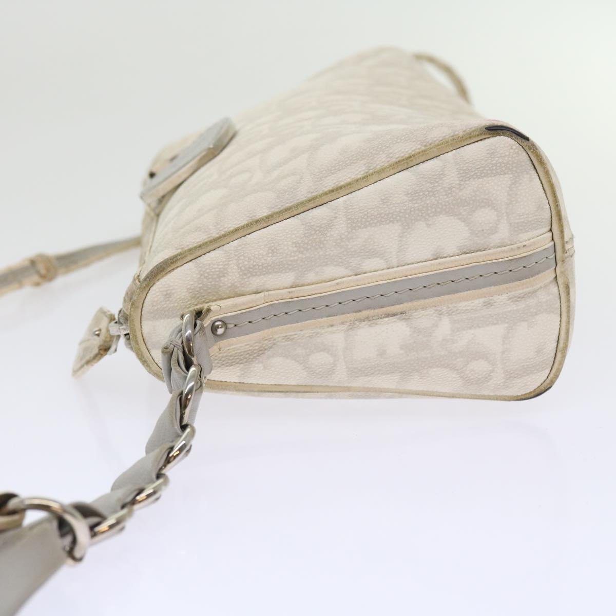 Christian Dior Trotter Romantic Shoulder Bag PVC Leather Beige Auth 56076