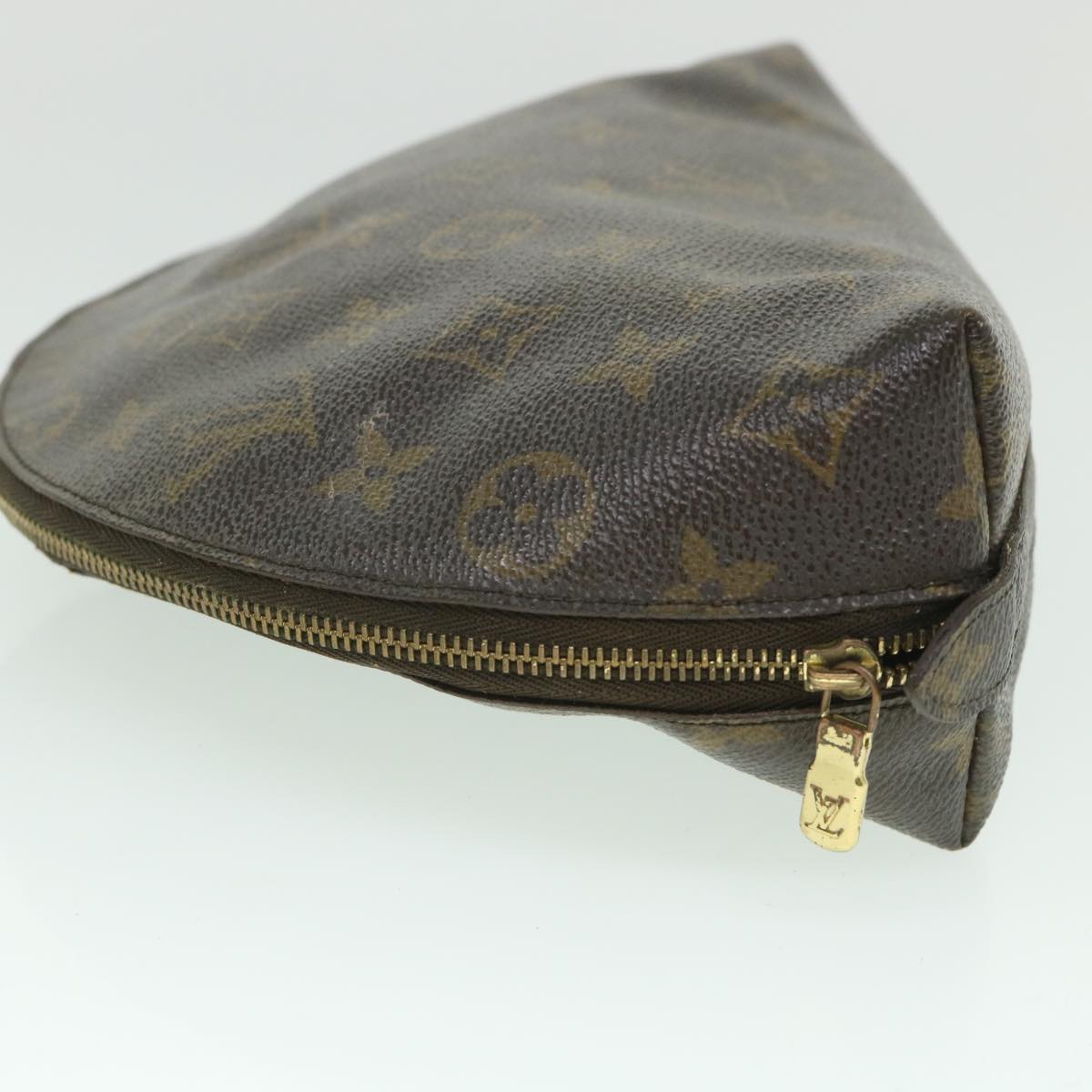 LOUIS VUITTON Monogram Trousse Demi Ronde Cosmetic Pouch M47520 LV Auth 56099