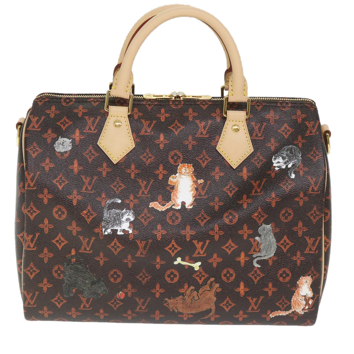 LOUIS VUITTON Catgram Speedy Bandouliere 30 Hand Bag Brown M44401 LV Auth 56154A - 0