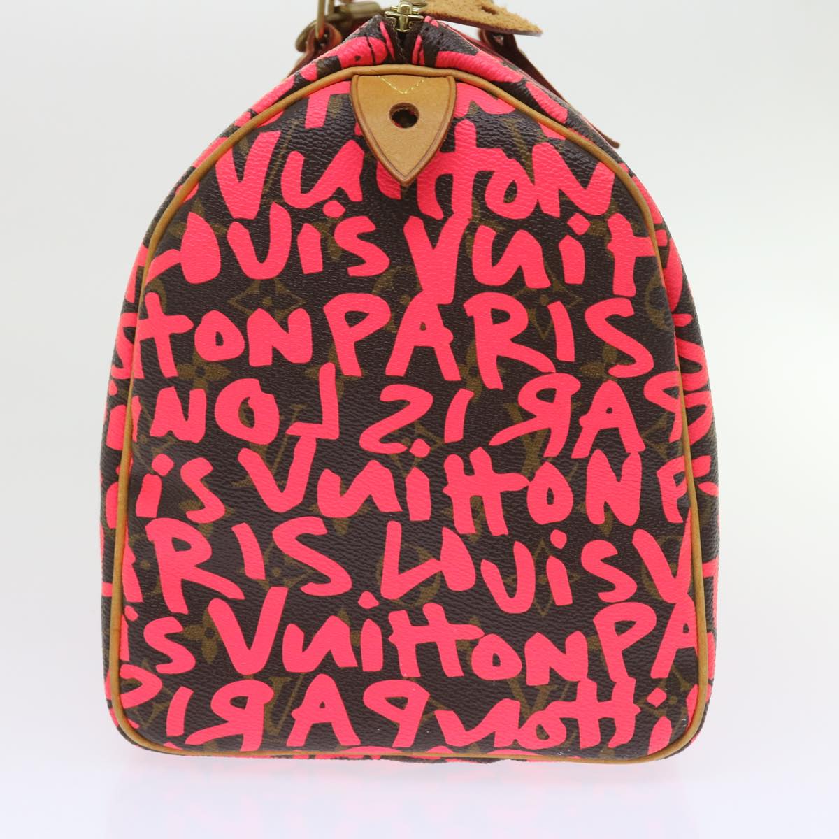 LOUIS VUITTON Monogram Graffiti Speedy 30 Hand Bag Pink M93704 LV Auth 56156A