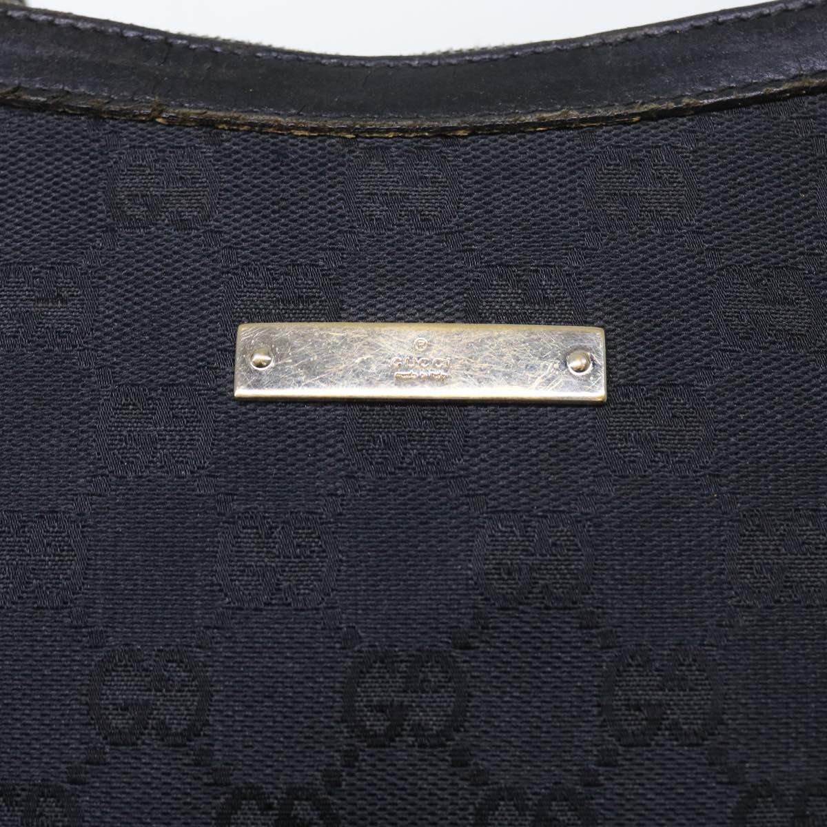 GUCCI GG Canvas Shoulder Bag Black 019 0433 Auth 56218