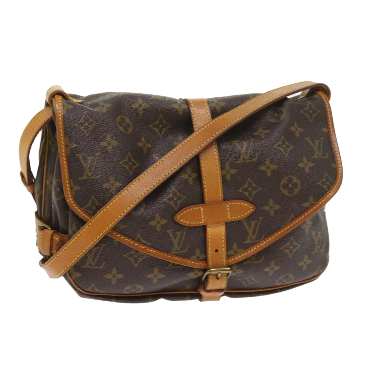 LOUIS VUITTON Monogram Saumur 30 Shoulder Bag M42256 LV Auth 56220