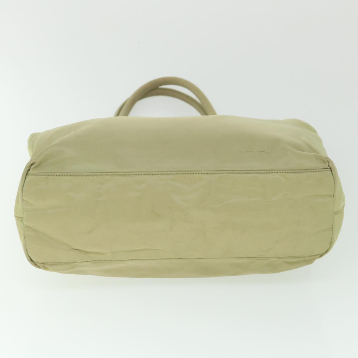 PRADA Hand Bag Nylon Beige Auth 56278