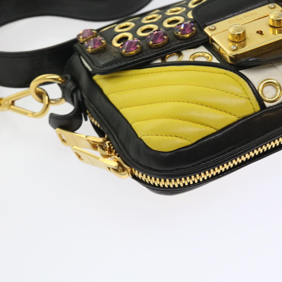 Miu Miu Shoulder Bag Leather Yellow Auth 56295