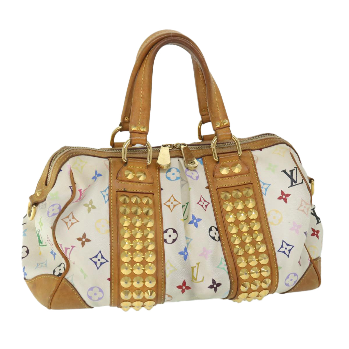 LOUIS VUITTON Monogram Multicolor Courtney MM Bag 2way White M45641 Auth 56314