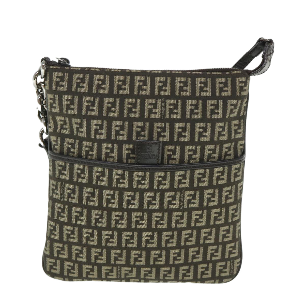 FENDI Zucchino Canvas Shoulder Bag Brown Auth 56323 - 0