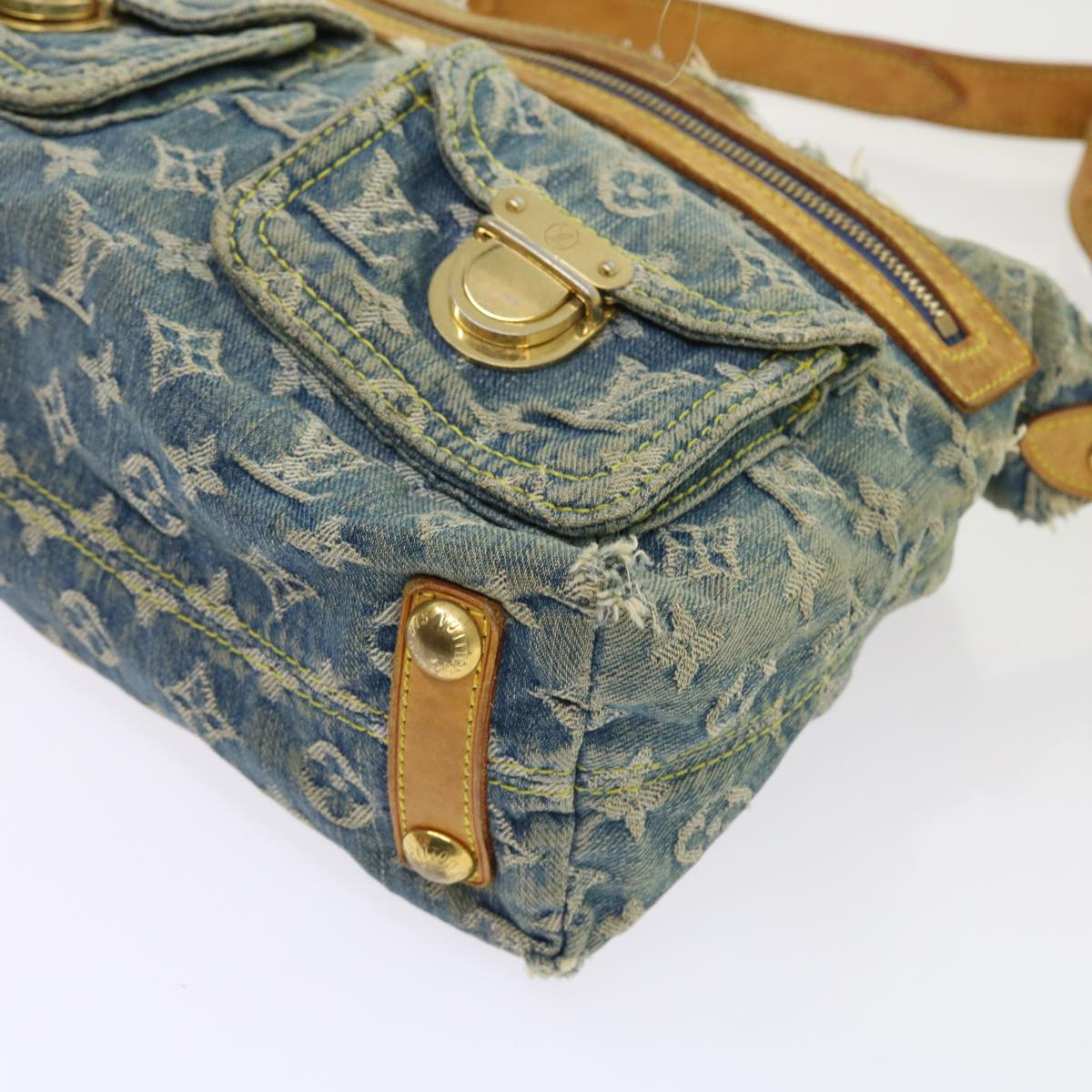 LOUIS VUITTON Monogram Denim Buggy PM Shoulder Bag Blue M95049 LV Auth 56324