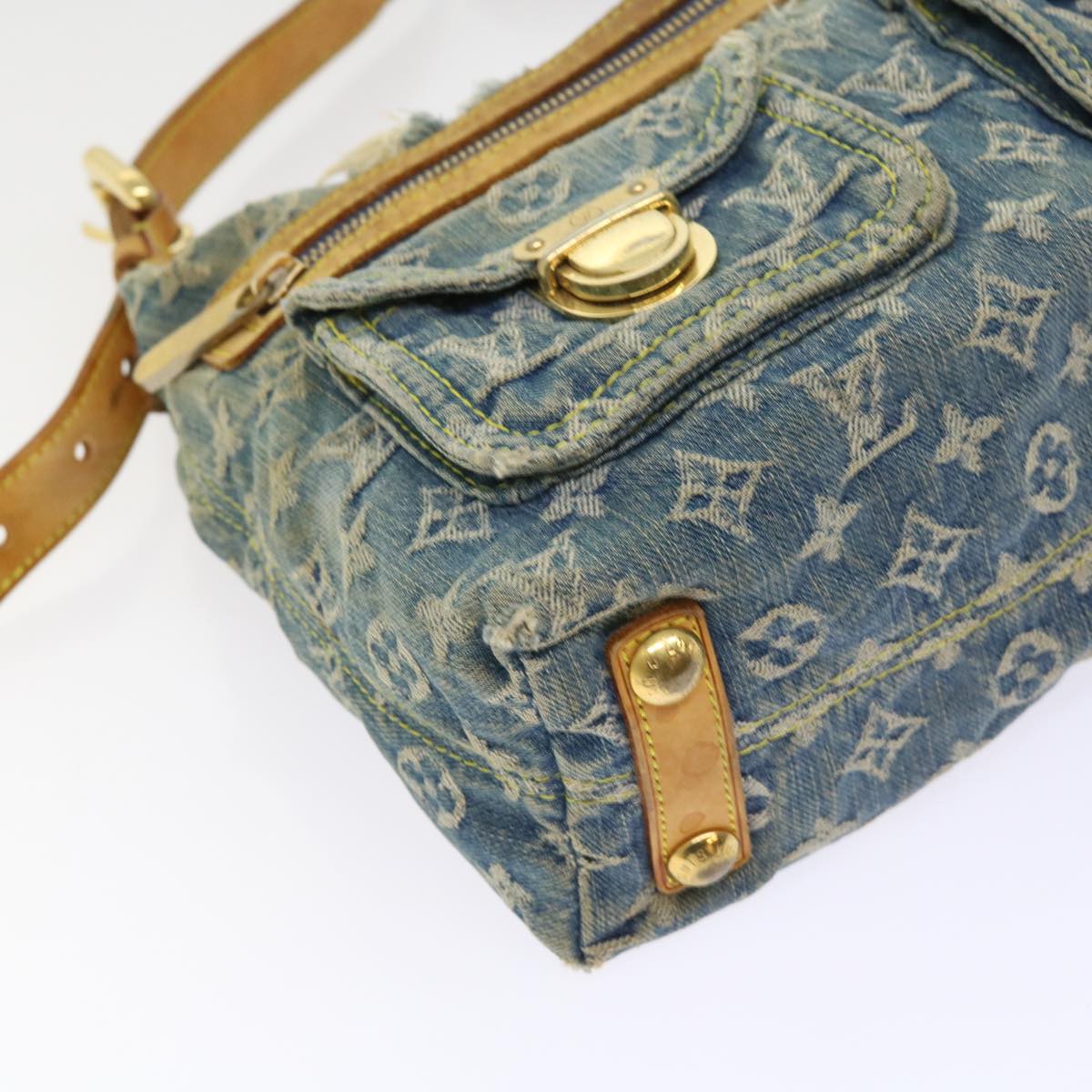 LOUIS VUITTON Monogram Denim Buggy PM Shoulder Bag Blue M95049 LV Auth 56324