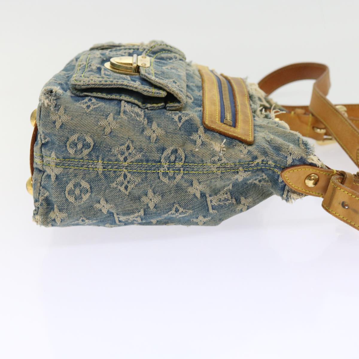 LOUIS VUITTON Monogram Denim Buggy PM Shoulder Bag Blue M95049 LV Auth 56324