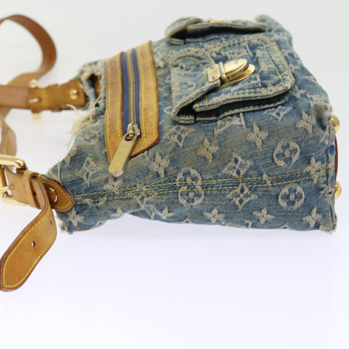 LOUIS VUITTON Monogram Denim Buggy PM Shoulder Bag Blue M95049 LV Auth 56324