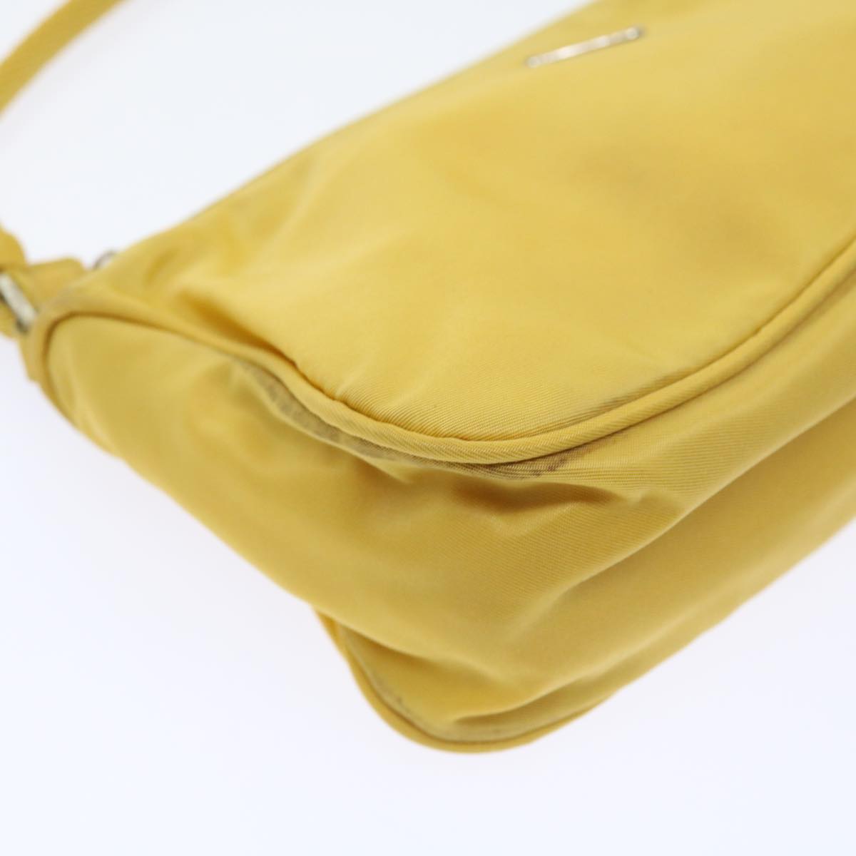 PRADA Accessory Pouch Nylon Yellow Auth 56339