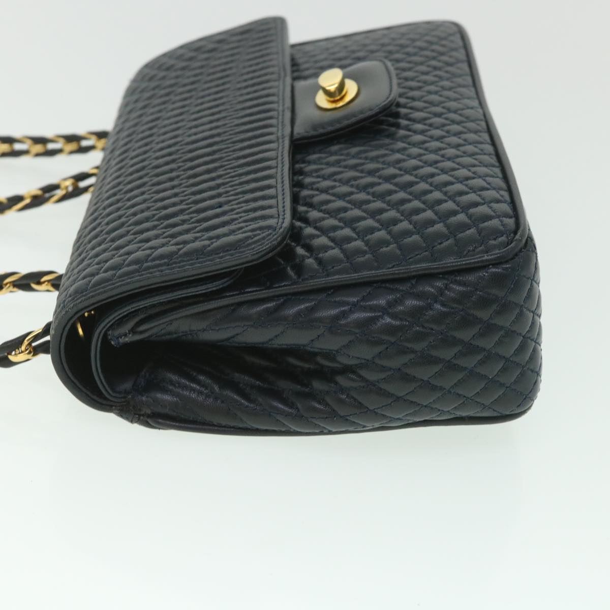 BALLY Chain Shoulder Bag Leather Black Auth 56374