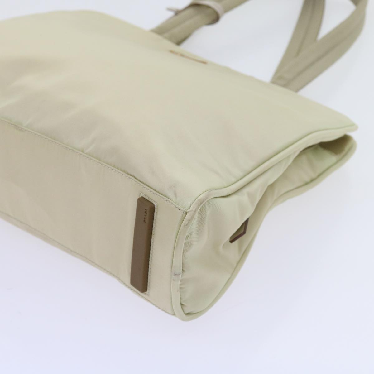 PRADA Hand Bag Nylon Cream Auth 56383