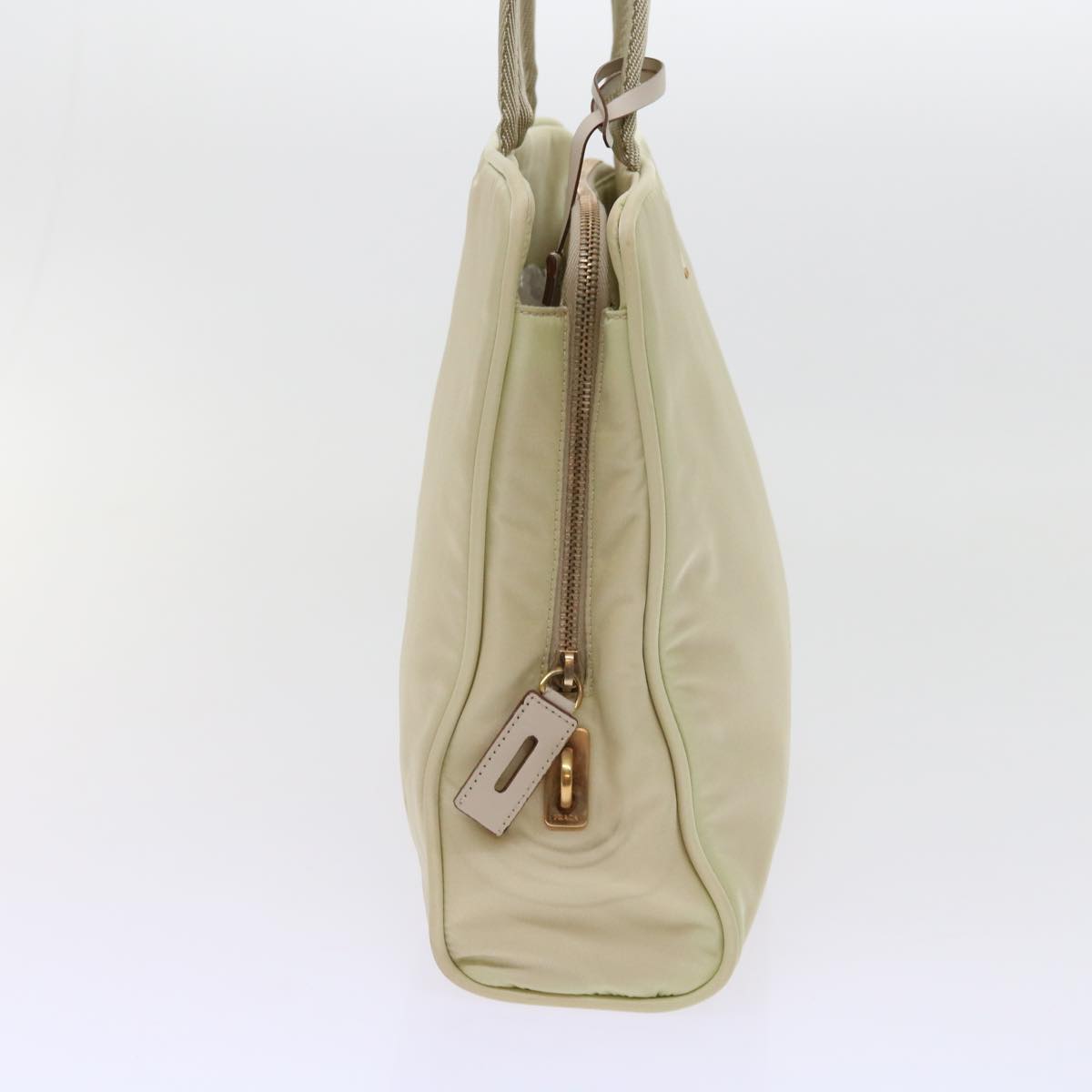 PRADA Hand Bag Nylon Cream Auth 56383