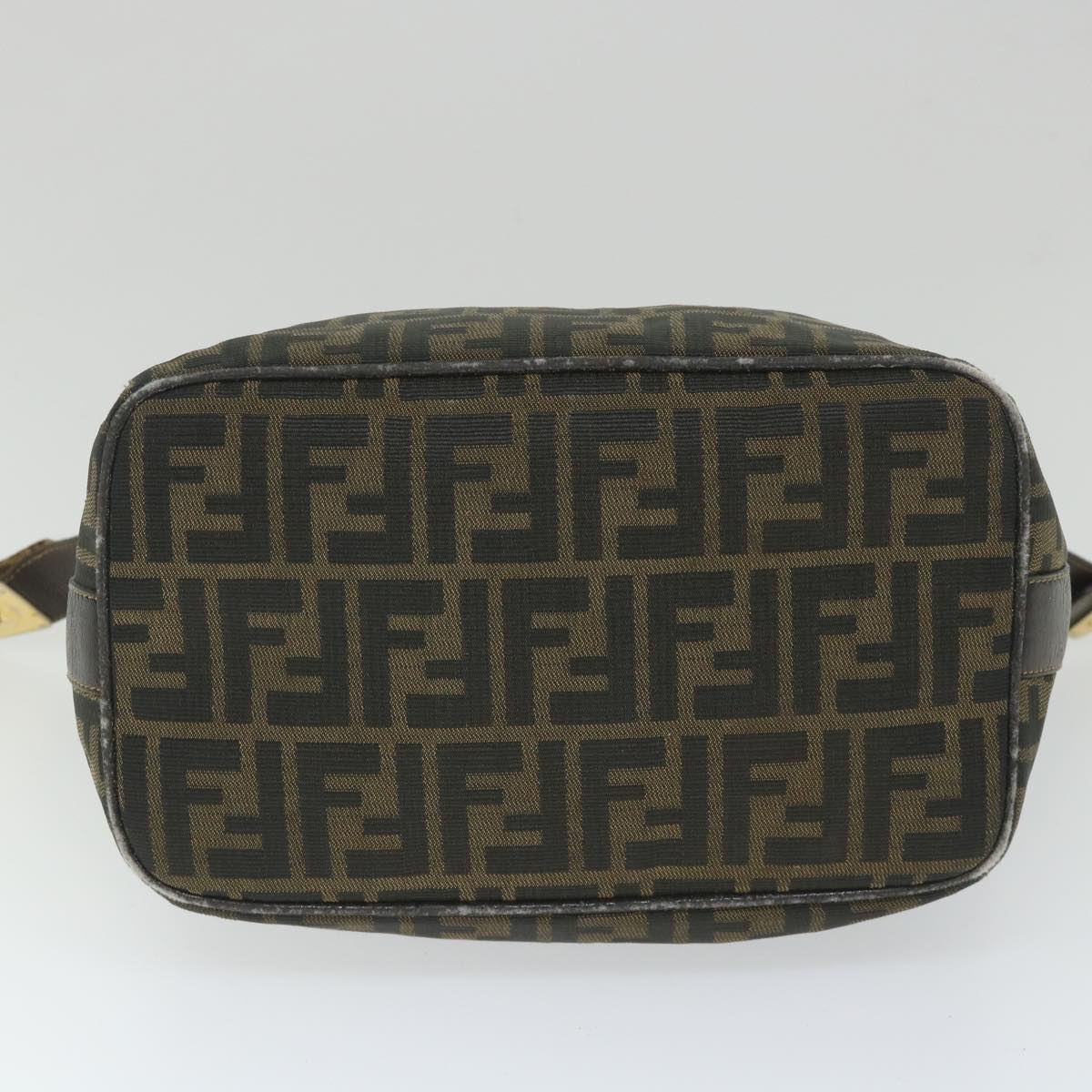 FENDI Zucca Canvas Vanity Cosmetic Pouch Black Brown Auth 56386