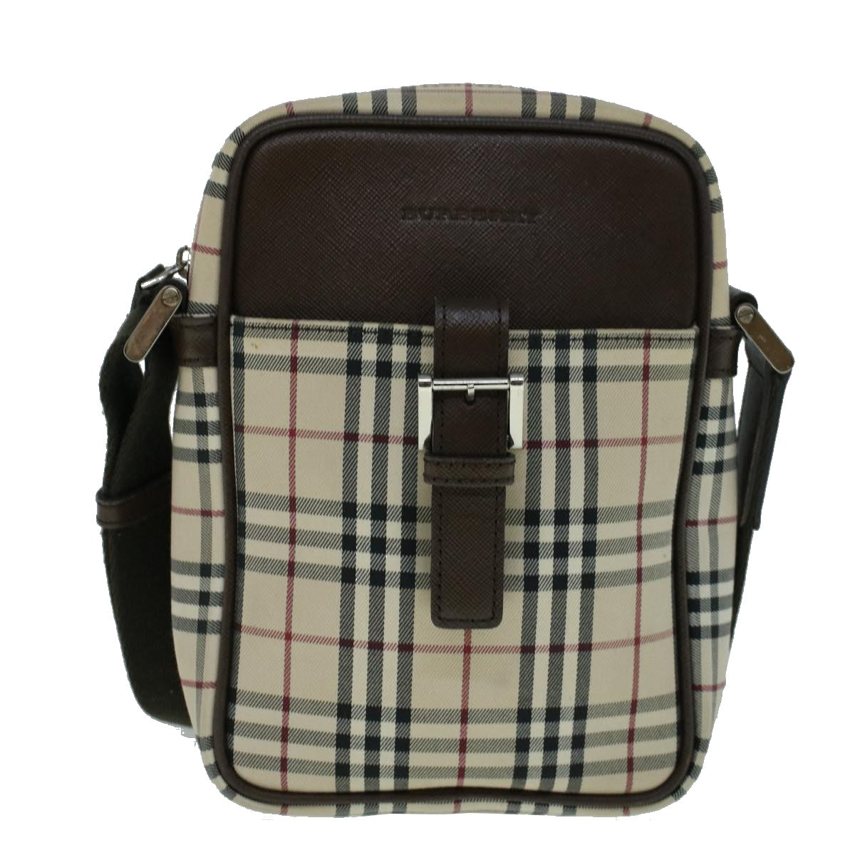 BURBERRY Nova Check Shoulder Bag Canvas Beige Brown Auth 56460