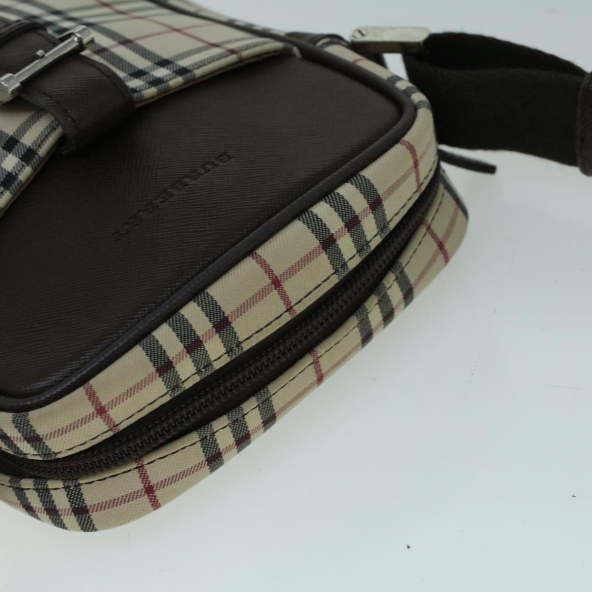 BURBERRY Nova Check Shoulder Bag Canvas Beige Brown Auth 56460