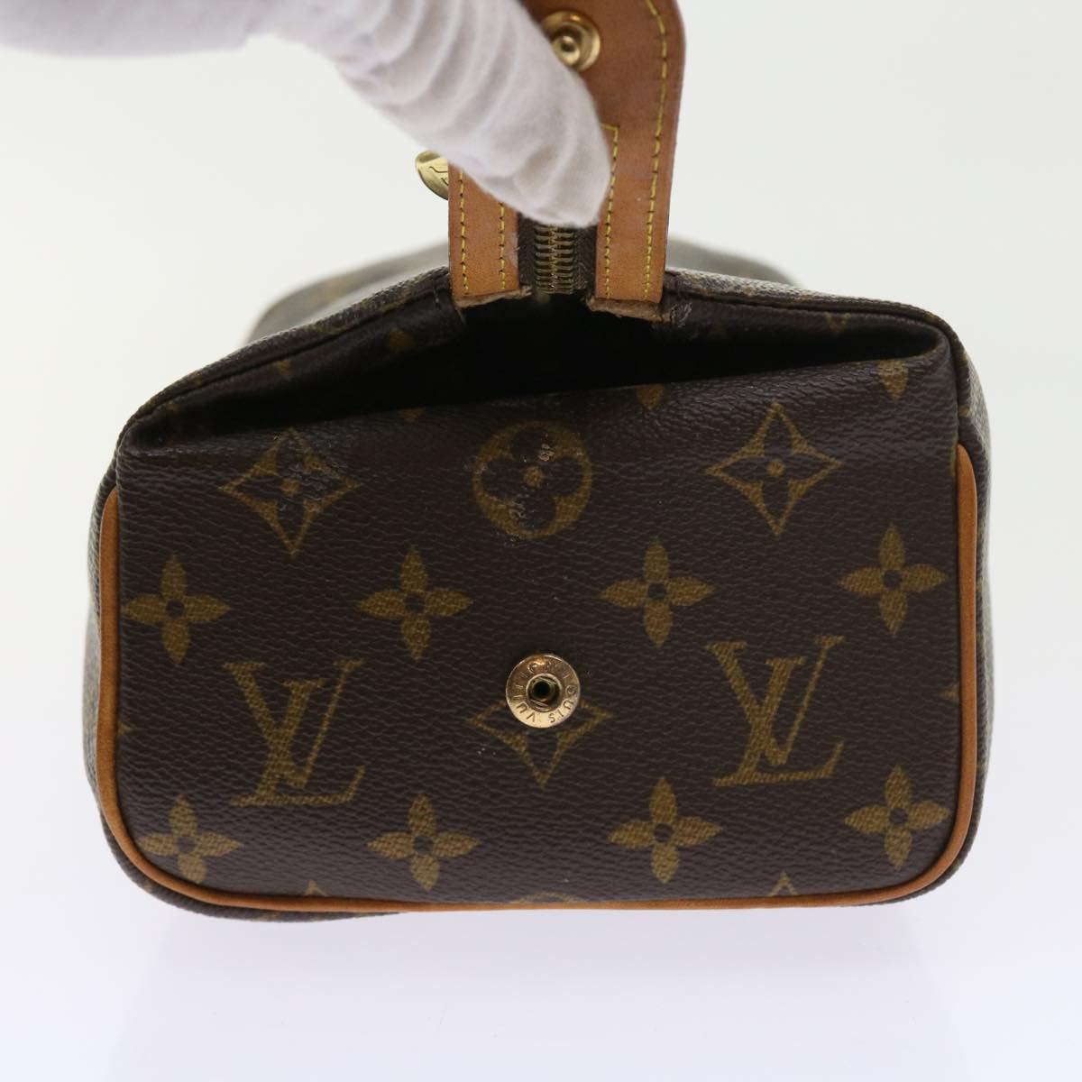 LOUIS VUITTON Monogram Trousse Patte Pression Cosmetic Pouch M47636 Auth 56488