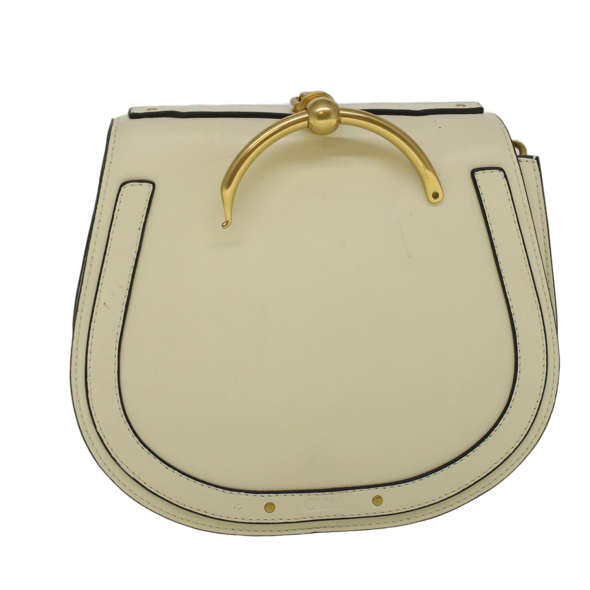 Chloe Nile Small Bracelet Shoulder Bag Leather Suede Cream Auth 56489 - 0