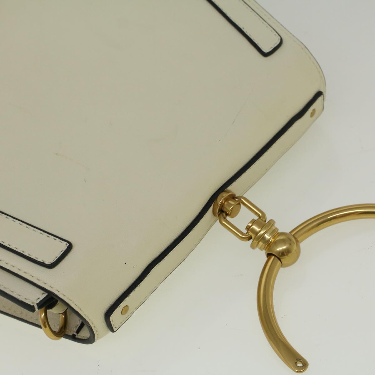 Chloe Nile Small Bracelet Shoulder Bag Leather Suede Cream Auth 56489
