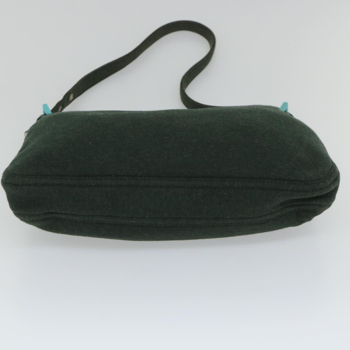 FENDI Mamma Baguette Shoulder Bag Canvas Green Auth 56490