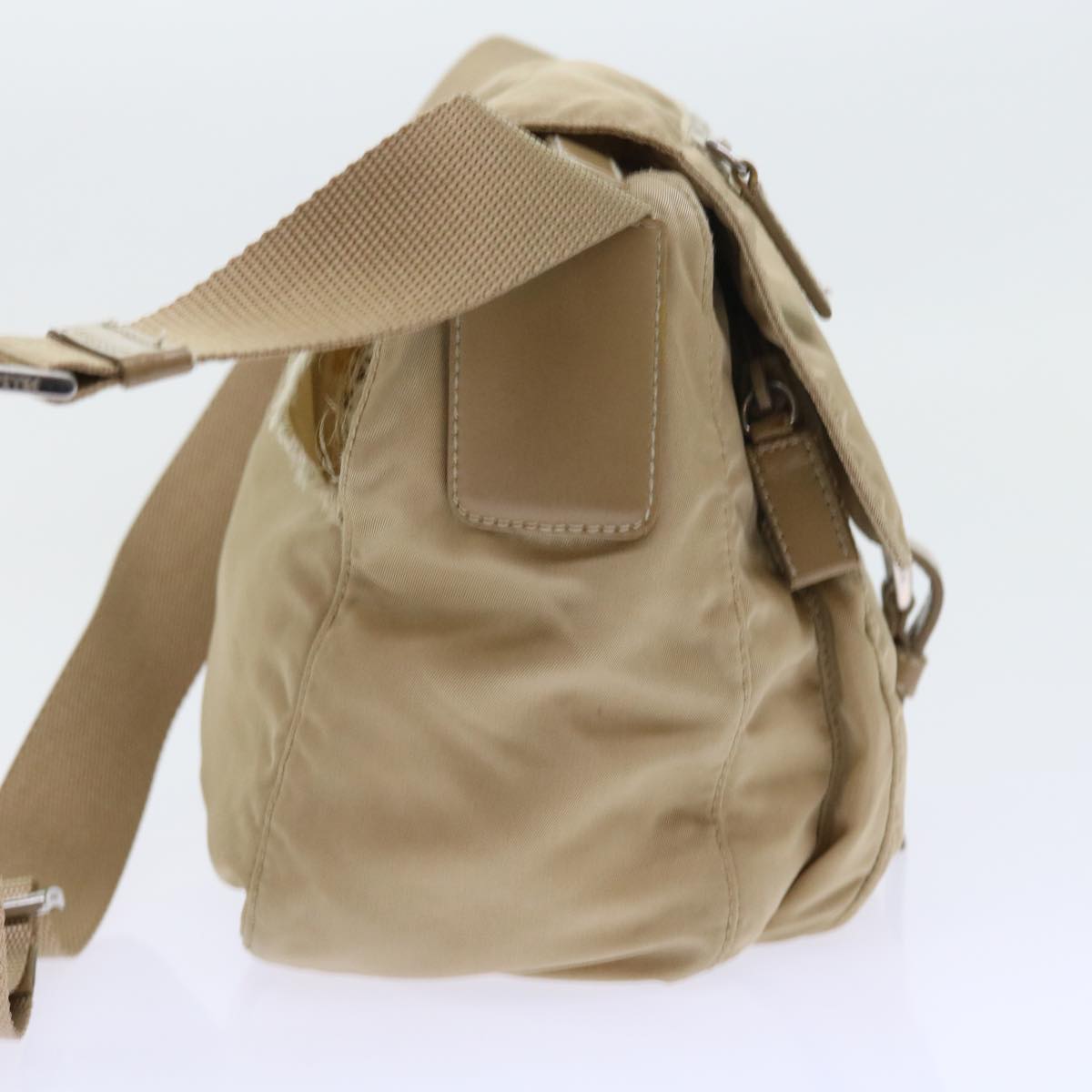 PRADA Shoulder Bag Nylon Beige Auth 56558